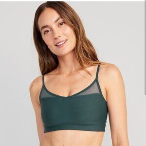 Old navy Light Support Power Soft Mesh-Back Sports Bra dark green M glorious pin